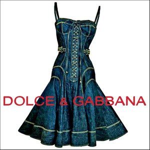 SOLD! !! DOLCE & GABBANA DENIM LASE UP CORSET DRESS Sz 44 IT/10 US//